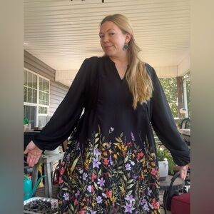 Whimsical Black Wildflower Old Navy Dress XXL